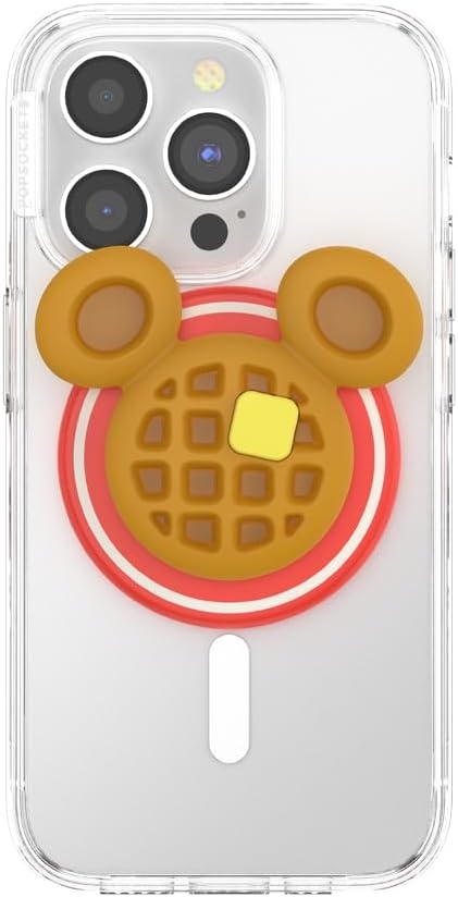 imagePopSockets Phone Grip for MagSafe Secure Magnetic Phone Grip amp Stand HandsFree Kickstand Wireless Charging Compatible Disney Heart Two CuteMickey Waffle