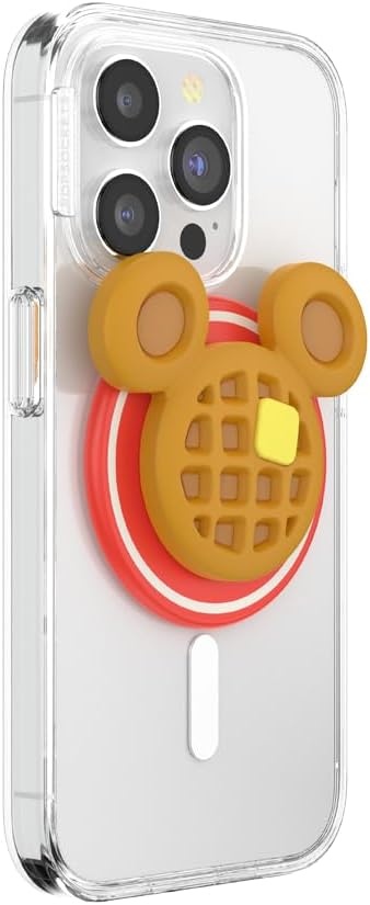 imagePopSockets Phone Grip for MagSafe Secure Magnetic Phone Grip amp Stand HandsFree Kickstand Wireless Charging Compatible Disney Heart Two CuteMickey Waffle