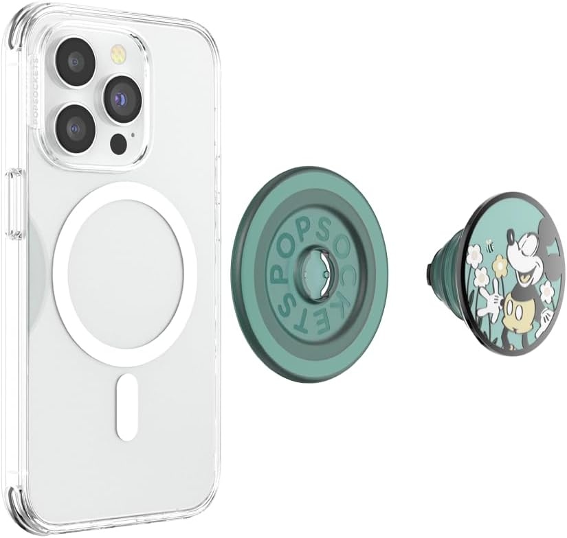 imagePopSockets Phone Grip for MagSafe Secure Magnetic Phone Grip amp Stand HandsFree Kickstand Wireless Charging Compatible Disney Heart Two CuteTonal Flower