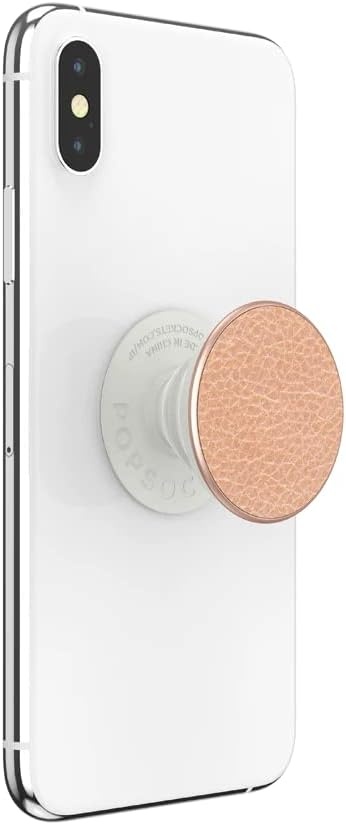 image:imagePopSockets Phone Grip with Expanding Kickstand Adhesive Grip Banded AgatePebbled Vegan Leather Rose Gold