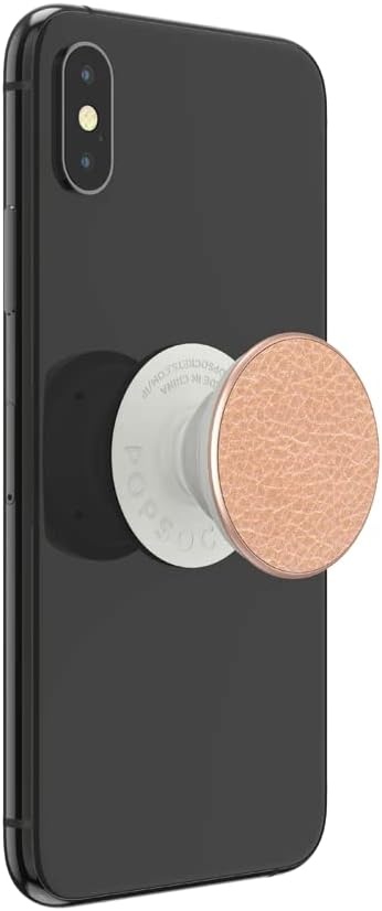 image:imagePopSockets Phone Grip with Expanding Kickstand Adhesive Grip Banded AgatePebbled Vegan Leather Rose Gold