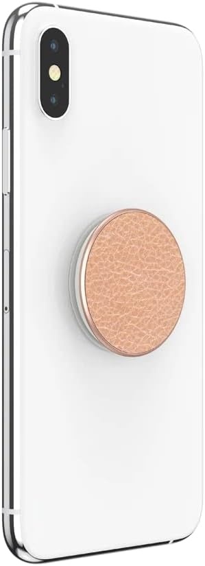 image:imagePopSockets Phone Grip with Expanding Kickstand Adhesive Grip Banded AgatePebbled Vegan Leather Rose Gold
