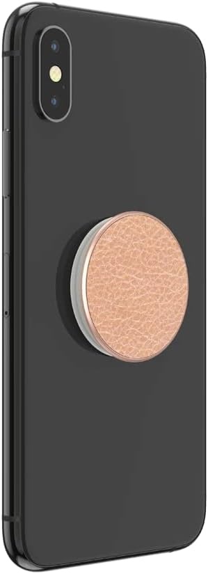image:imagePopSockets Phone Grip with Expanding Kickstand Adhesive Grip Banded AgatePebbled Vegan Leather Rose Gold