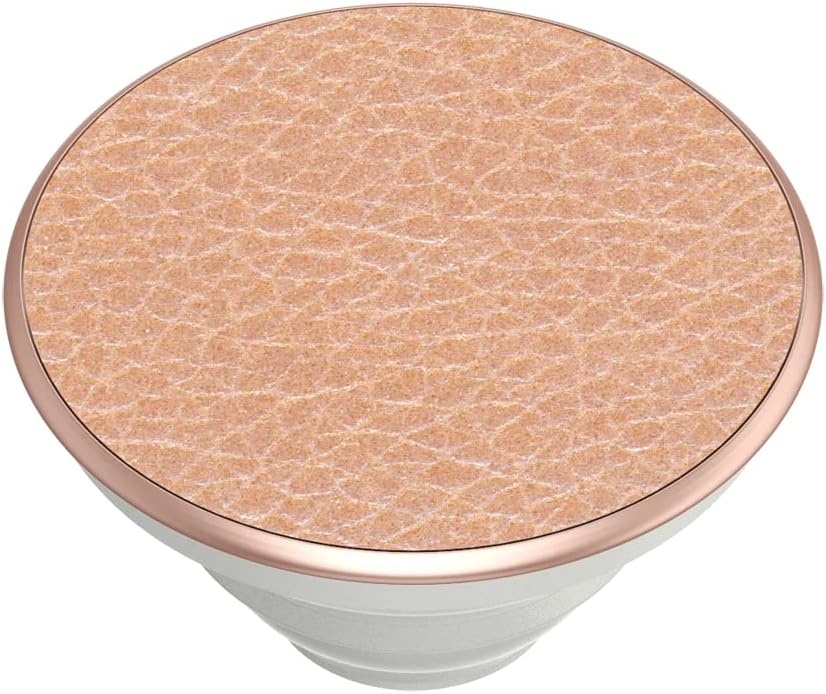 image:imagePopSockets Phone Grip with Expanding Kickstand Adhesive Grip Banded AgatePebbled Vegan Leather Rose Gold