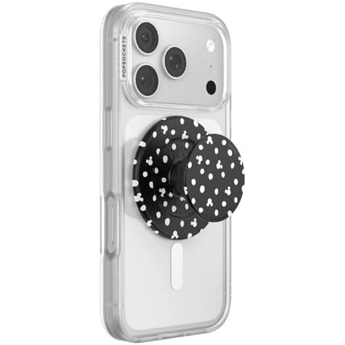 imagePopSockets Phone Grip for MagSafe Secure Magnetic Phone Grip amp Stand HandsFree Kickstand Wireless Charging Compatible Disney Heart Two CuteMickey Polka Dot Black