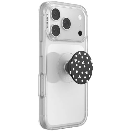 imagePopSockets Phone Grip for MagSafe Secure Magnetic Phone Grip amp Stand HandsFree Kickstand Wireless Charging Compatible Disney Heart Two CuteMickey Polka Dot Black Adhesive