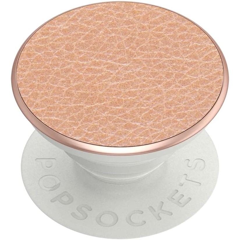 image:imagePopSockets Phone Grip with Expanding Kickstand Adhesive Grip Banded AgatePebbled Vegan Leather Rose Gold