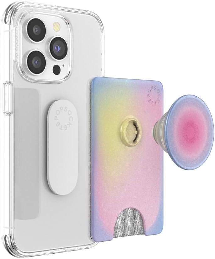 image:imagePopSockets Phone Wallet with Expanding Grip Phone Card Holder Wireless Charging Compatible Wallet Compatible with MagSafe Licorice DotAura