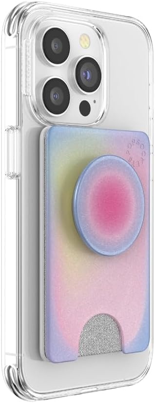 image:imagePopSockets Phone Wallet with Expanding Grip Phone Card Holder Wireless Charging Compatible Wallet Compatible with MagSafe Licorice DotAura