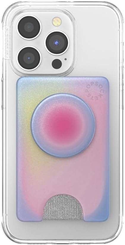 image:imagePopSockets Phone Wallet with Expanding Grip Phone Card Holder Wireless Charging Compatible Wallet Compatible with MagSafe Licorice DotAura
