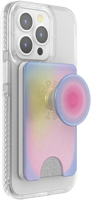 image:imagePopSockets Phone Wallet with Expanding Grip Phone Card Holder Wireless Charging Compatible Wallet Compatible with MagSafe Licorice DotAura