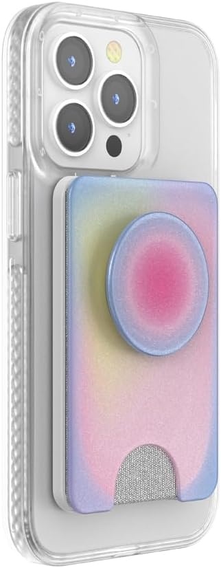 image:imagePopSockets Phone Wallet with Expanding Grip Phone Card Holder Wireless Charging Compatible Wallet Compatible with MagSafe Licorice DotAura