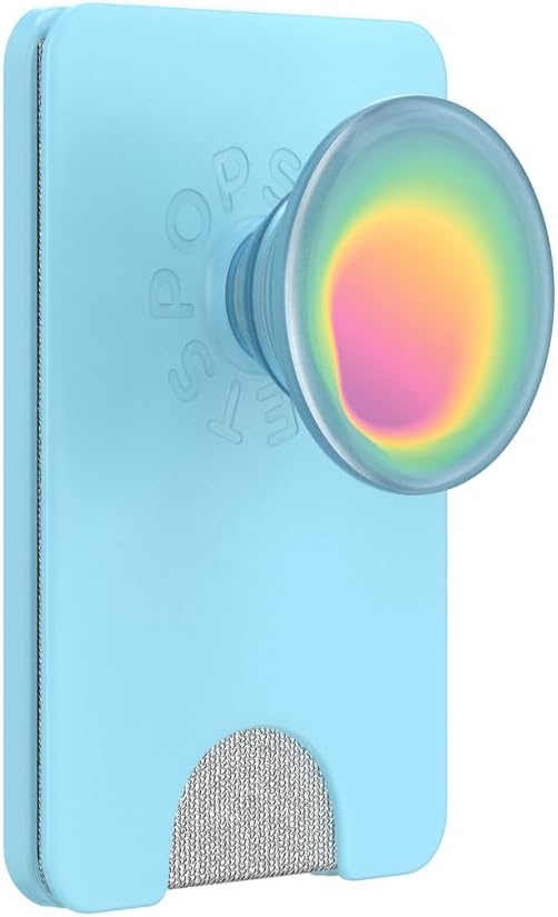 image:imagePopSockets Phone Wallet with Expanding Grip Phone Card Holder Wireless Charging Compatible Wallet Compatible with MagSafe Licorice DotAura Butterfly Pea Blue