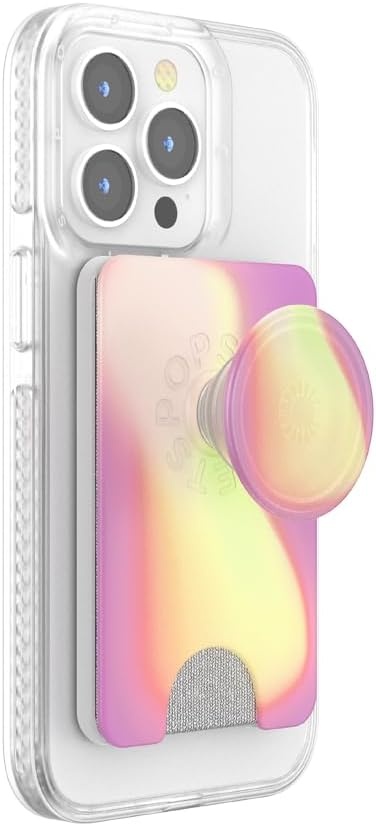 image:imagePopSockets Phone Wallet with Expanding Grip Phone Card Holder Wireless Charging Compatible Wallet Compatible with MagSafe Licorice DotAurange
