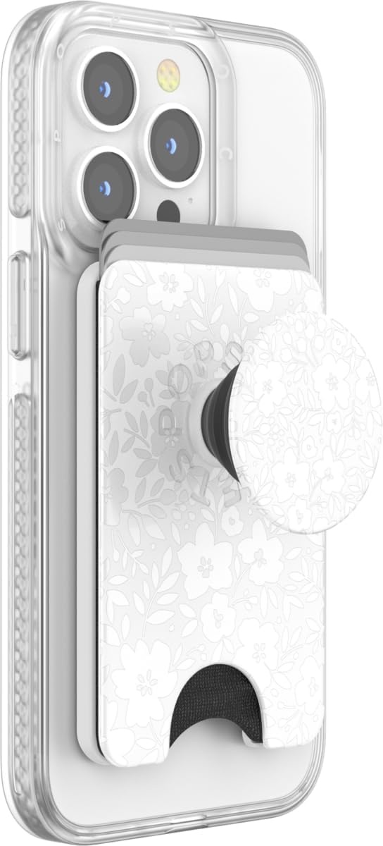 image:imagePopSockets Phone Wallet with Expanding Grip Phone Card Holder Wireless Charging Compatible Wallet Compatible with MagSafe Licorice DotBlanc Fresh