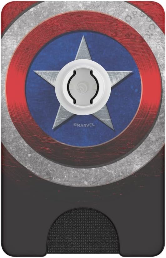 image:imagePopSockets Phone Wallet with Expanding Grip Phone Card Holder Wireless Charging Compatible Wallet Compatible with MagSafe Licorice DotCaptain America