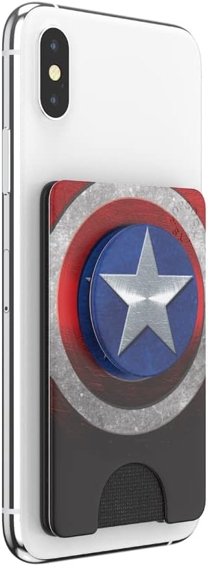 image:imagePopSockets Phone Wallet with Expanding Grip Phone Card Holder Wireless Charging Compatible Wallet Compatible with MagSafe Licorice DotCaptain America