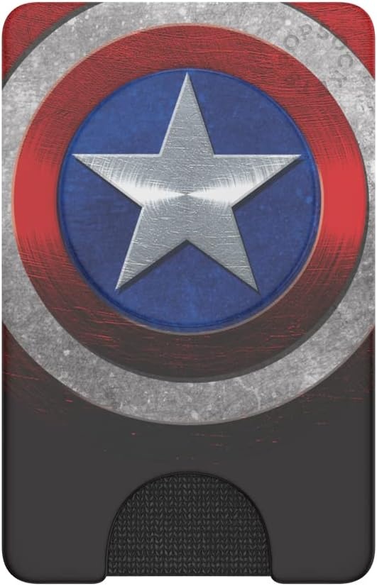 image:imagePopSockets Phone Wallet with Expanding Grip Phone Card Holder Wireless Charging Compatible Wallet Compatible with MagSafe Licorice DotCaptain America
