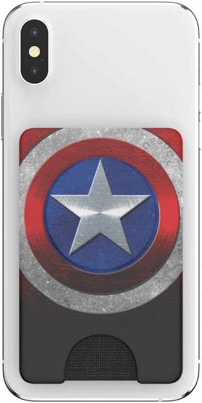 image:imagePopSockets Phone Wallet with Expanding Grip Phone Card Holder Wireless Charging Compatible Wallet Compatible with MagSafe Licorice DotCaptain America