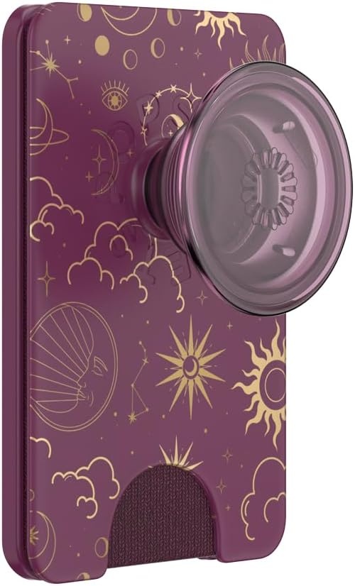 image:imagePopSockets Phone Wallet with Expanding Grip Phone Card Holder Wireless Charging Compatible Wallet Compatible with MagSafe Licorice DotCelestial Mauve