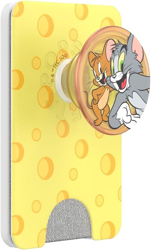 image:imagePopSockets Phone Wallet with Expanding Grip Phone Card Holder Wireless Charging Compatible Wallet Compatible with MagSafe Licorice DotCheesd Tom Jerry