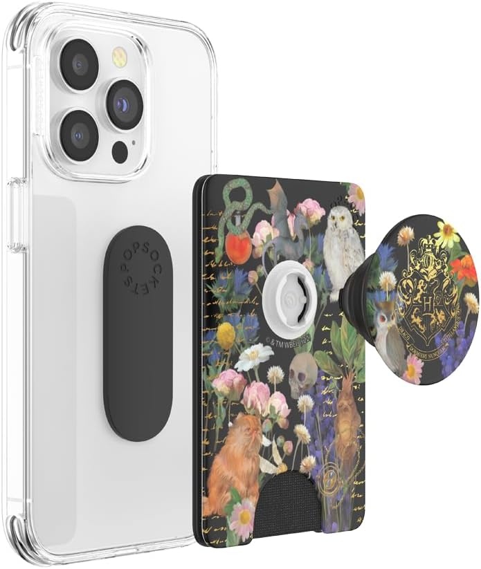 image:imagePopSockets Phone Wallet with Expanding Grip Phone Card Holder Wireless Charging Compatible Wallet Compatible with MagSafe Licorice DotHerbology