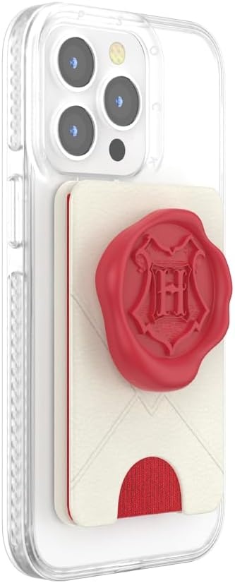 image:imagePopSockets Phone Wallet with Expanding Grip Phone Card Holder Wireless Charging Compatible Wallet Compatible with MagSafe Licorice DotHogwarts Letter