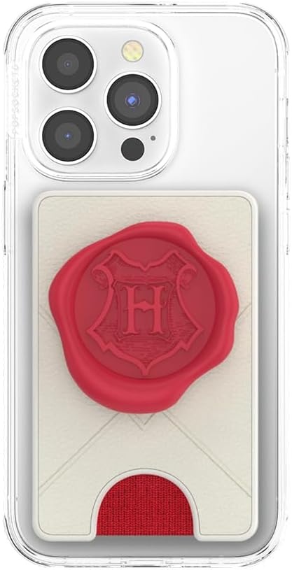 image:imagePopSockets Phone Wallet with Expanding Grip Phone Card Holder Wireless Charging Compatible Wallet Compatible with MagSafe Licorice DotHogwarts Letter Adhesive