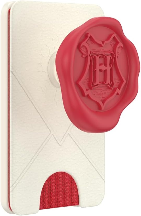image:imagePopSockets Phone Wallet with Expanding Grip Phone Card Holder Wireless Charging Compatible Wallet Compatible with MagSafe Licorice DotHogwarts Letter