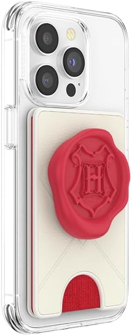 image:imagePopSockets Phone Wallet with Expanding Grip Phone Card Holder Wireless Charging Compatible Wallet Compatible with MagSafe Licorice DotHogwarts Letter Adhesive