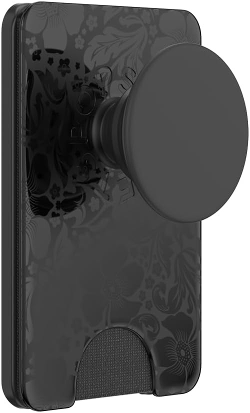 image:imagePopSockets Phone Wallet with Expanding Grip Phone Card Holder Wireless Charging Compatible Wallet Compatible with MagSafe Licorice DotLaced