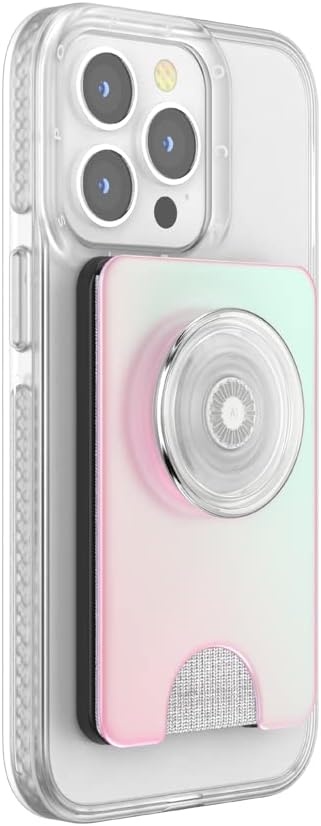 image:imagePopSockets Phone Wallet with Expanding Grip Phone Card Holder Wireless Charging Compatible Wallet Compatible with MagSafe Licorice DotMermaid Pink