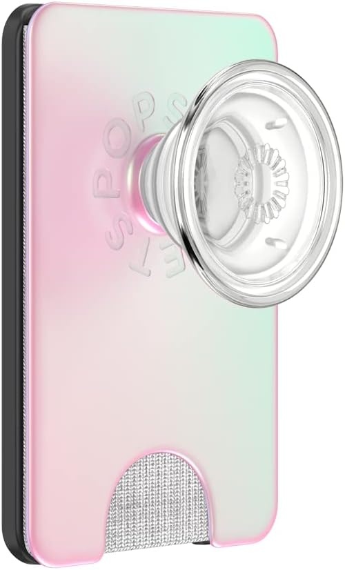 image:imagePopSockets Phone Wallet with Expanding Grip Phone Card Holder Wireless Charging Compatible Wallet Compatible with MagSafe Licorice DotMermaid Pink