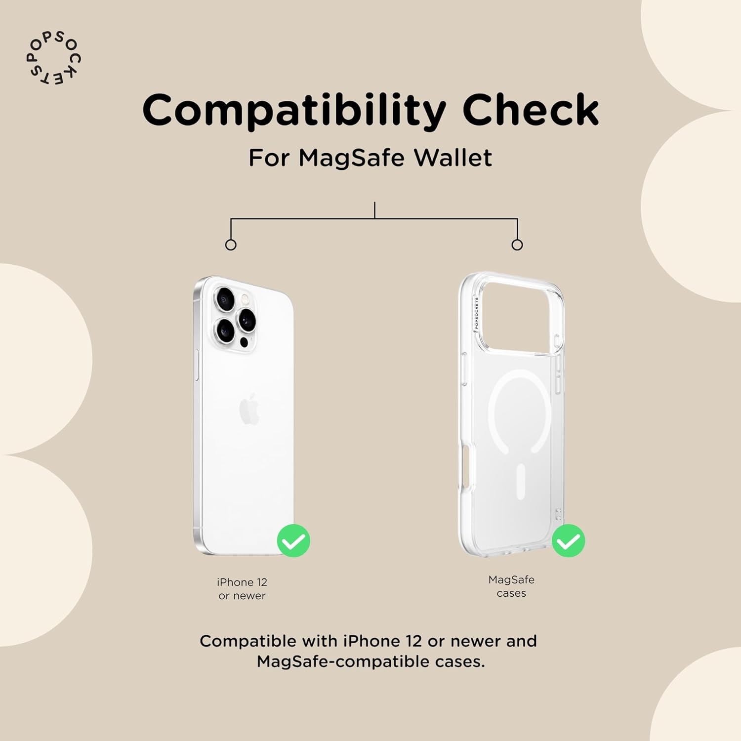 image:imagePopSockets Phone Wallet with Expanding Grip Phone Card Holder Wireless Charging Compatible Wallet Compatible with MagSafe Licorice DotMetallic Frost