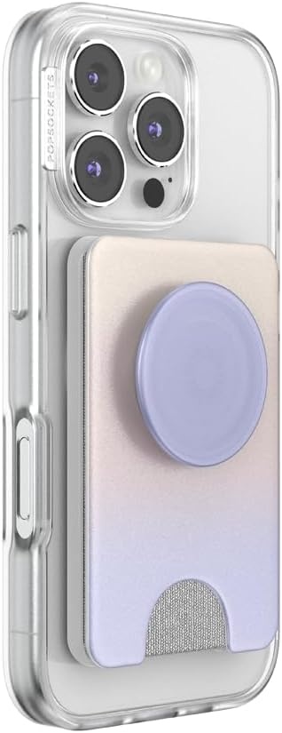 image:imagePopSockets Phone Wallet with Expanding Grip Phone Card Holder Wireless Charging Compatible Wallet Compatible with MagSafe Licorice DotMorning Haze