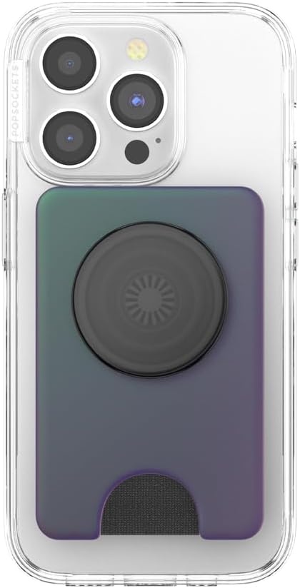 image:imagePopSockets Phone Wallet with Expanding Grip Phone Card Holder Wireless Charging Compatible Wallet Compatible with MagSafe Licorice DotNightshade