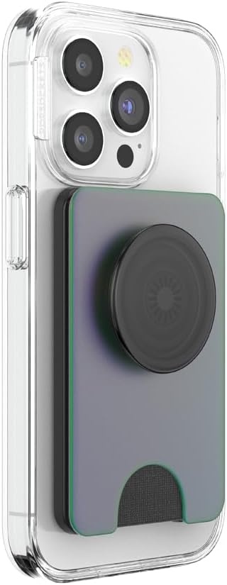 image:imagePopSockets Phone Wallet with Expanding Grip Phone Card Holder Wireless Charging Compatible Wallet Compatible with MagSafe Licorice DotNightshade