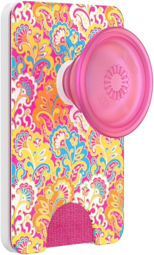 image:imagePopSockets Phone Wallet with Expanding Grip Phone Card Holder Wireless Charging Compatible Wallet Compatible with MagSafe Licorice DotPaisley Gaudy