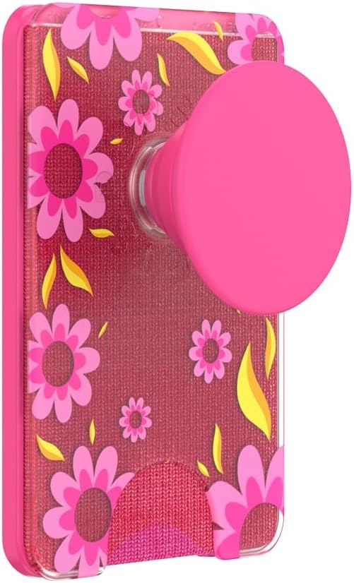 image:imagePopSockets Phone Wallet with Expanding Grip Phone Card Holder Wireless Charging Compatible Wallet Compatible with MagSafe Licorice DotPink Relief
