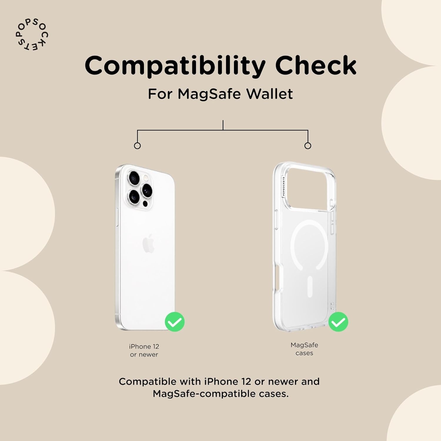 image:imagePopSockets Phone Wallet with Expanding Grip Phone Card Holder Wireless Charging Compatible Wallet Compatible with MagSafe Licorice DotRainbow Glass