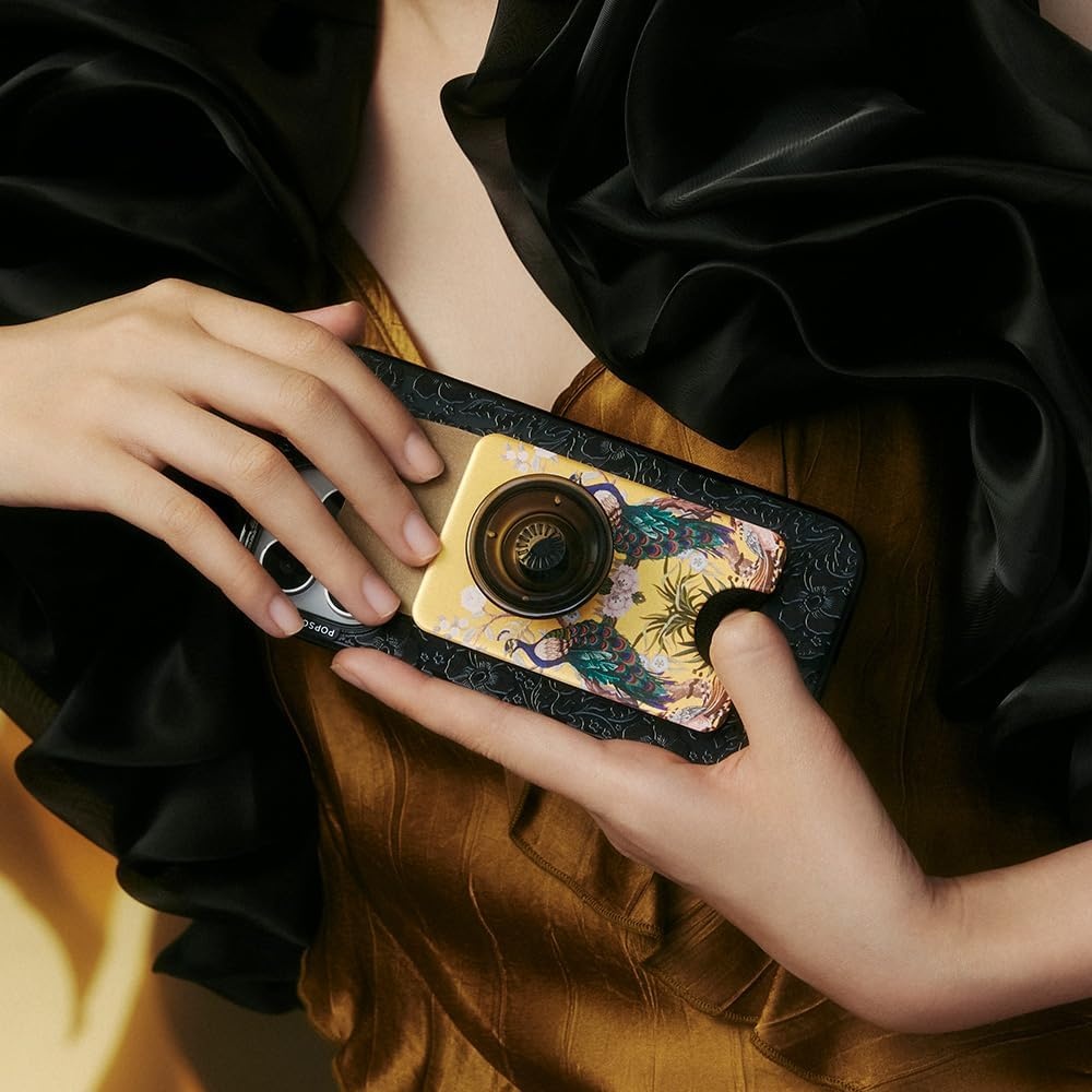 image:imagePopSockets Phone Wallet with Expanding Grip Phone Card Holder Wireless Charging Compatible Wallet Compatible with MagSafe Licorice DotSecret Garden