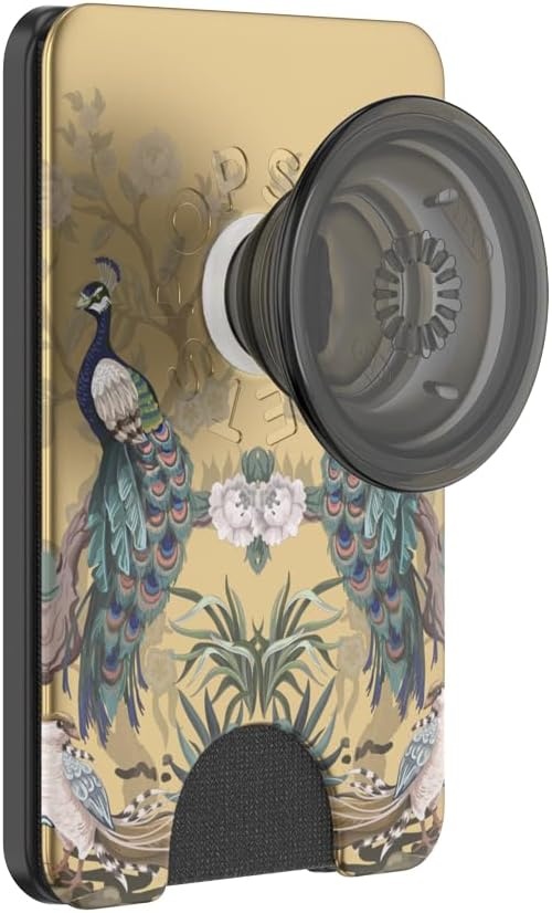 image:imagePopSockets Phone Wallet with Expanding Grip Phone Card Holder Wireless Charging Compatible Wallet Compatible with MagSafe Licorice DotSecret Garden