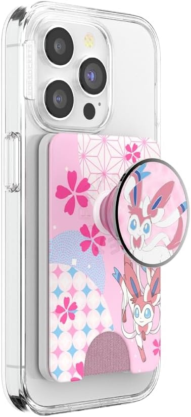 image:imagePopSockets Phone Wallet with Expanding Grip Phone Card Holder Wireless Charging Compatible Wallet Compatible with MagSafe Licorice DotSylveons Dream