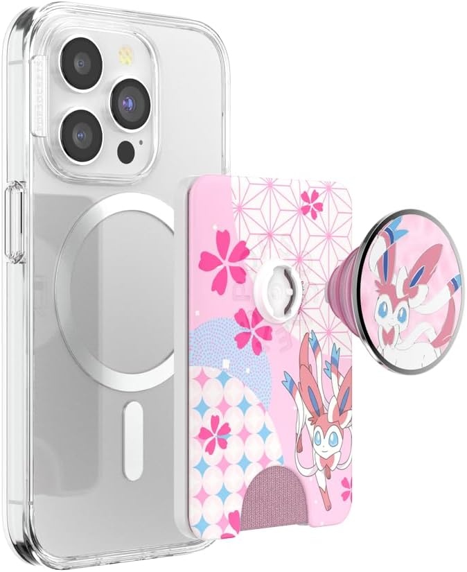 image:imagePopSockets Phone Wallet with Expanding Grip Phone Card Holder Wireless Charging Compatible Wallet Compatible with MagSafe Licorice DotSylveons Dream