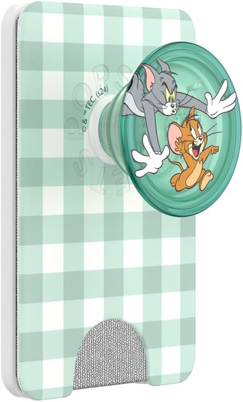 image:imagePopSockets Phone Wallet with Expanding Grip Phone Card Holder Wireless Charging Compatible Wallet Compatible with MagSafe Licorice DotTom Jerry Chase