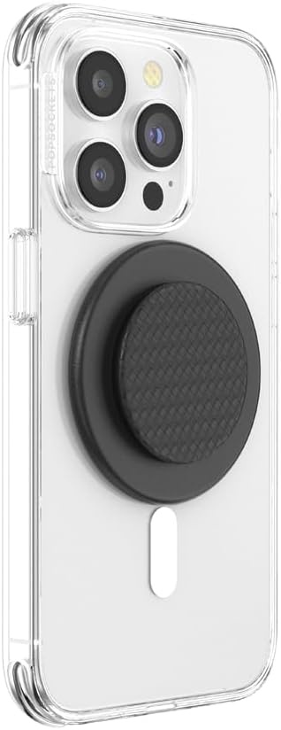 image:imagePopSockets PopGrip for MagSafe Magnetic Phone Grip amp Stand Swappable Top Secure Grip for iPhone MagSafe Cases Kickstand for HandsFree Viewing Wireless Charging Compatible Carbonite Weave