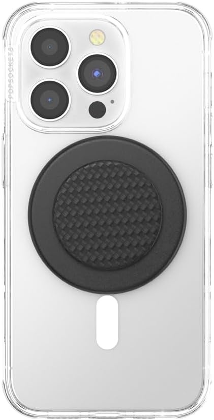 image:imagePopSockets PopGrip for MagSafe Magnetic Phone Grip amp Stand Swappable Top Secure Grip for iPhone MagSafe Cases Kickstand for HandsFree Viewing Wireless Charging Compatible Carbonite Weave