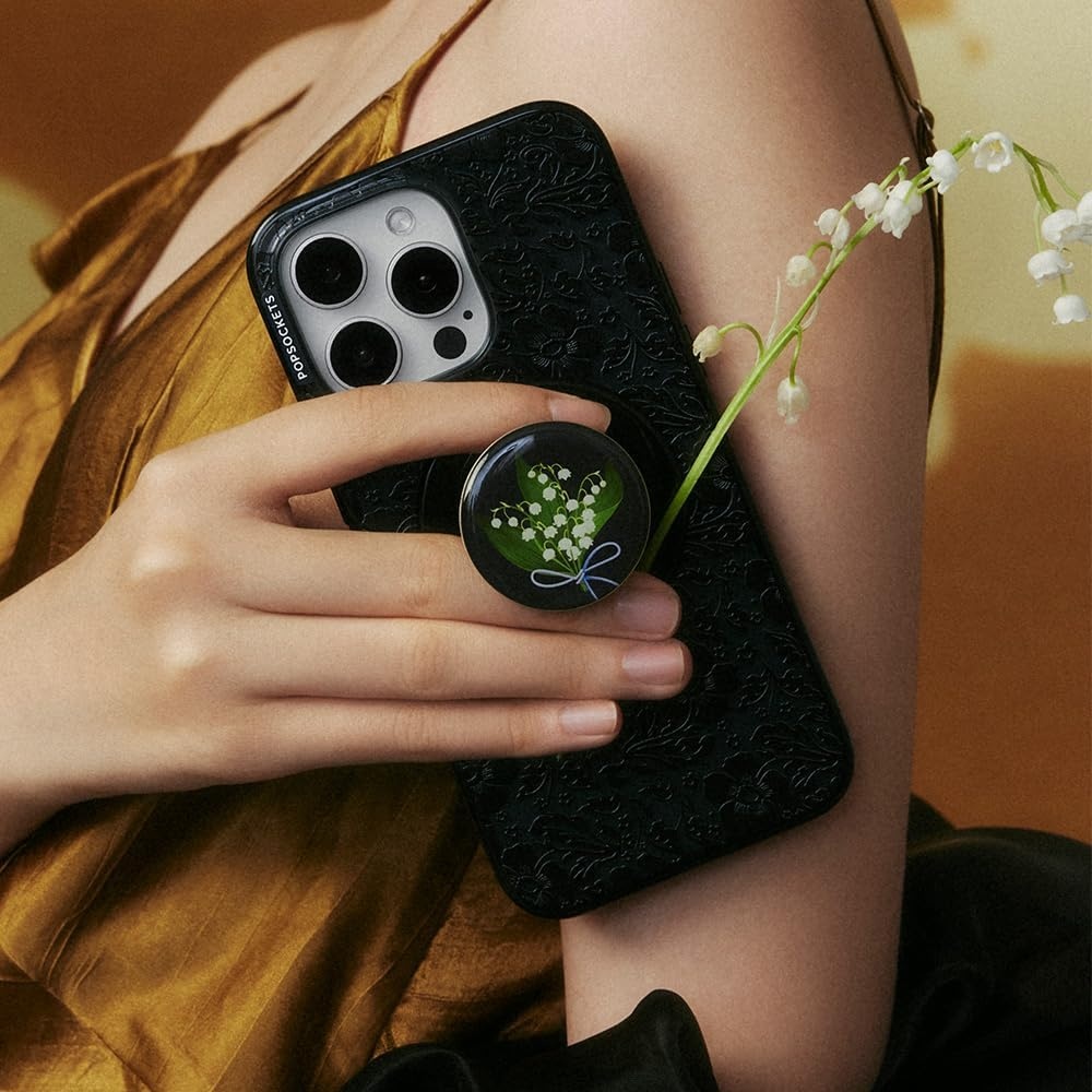 image:imagePopSockets iPhone 16 Pro Case Compatible with MagSafe Phone Case for iPhone 16 Pro Wireless Charging Compatible Case Only Black LaceBlack Lace
