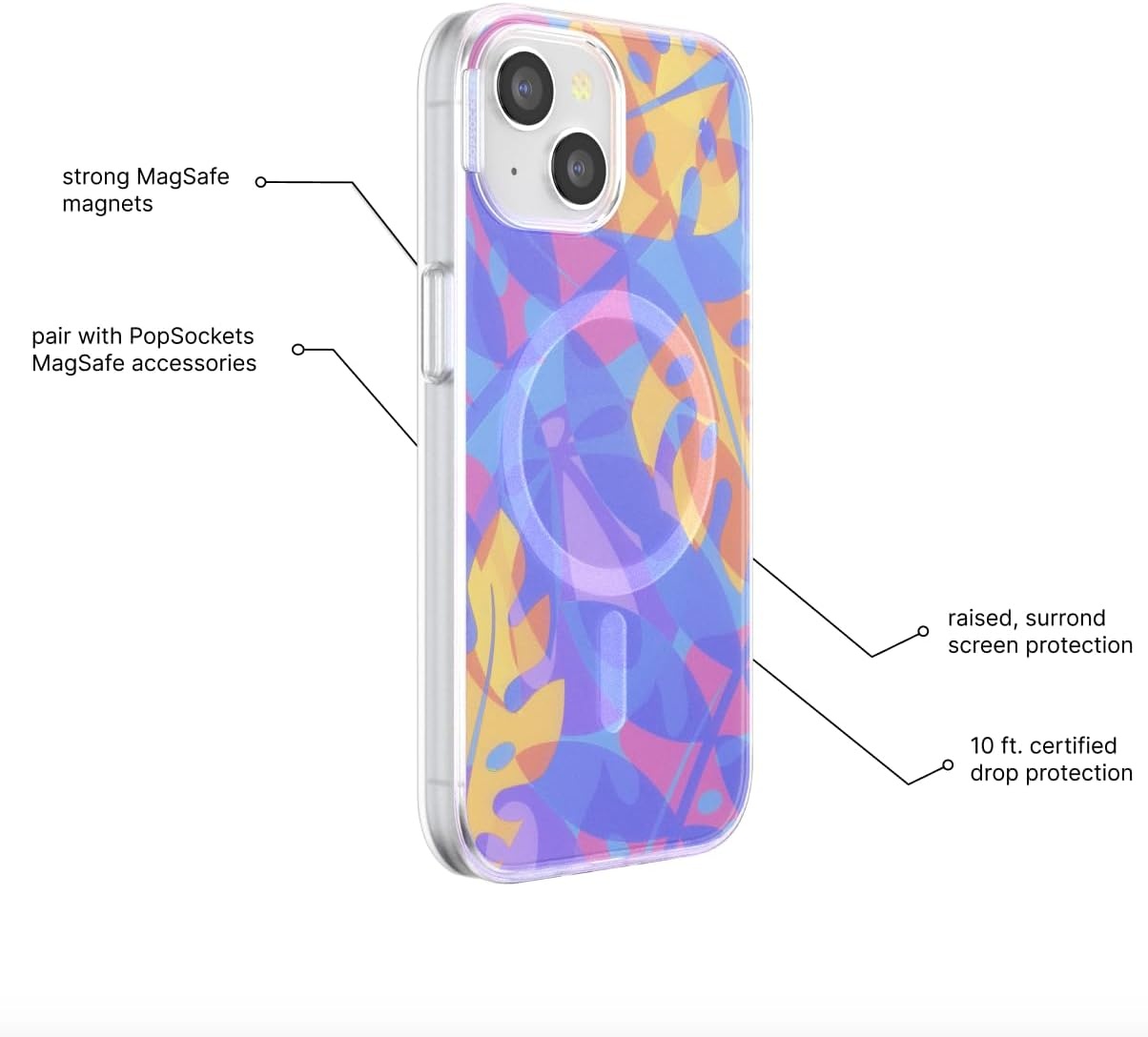 image:imagePopSockets iPhone 16 Pro Case Compatible with MagSafe Phone Case for iPhone 16 Pro Wireless Charging Compatible Case Only Black LaceBoca Palms Blue