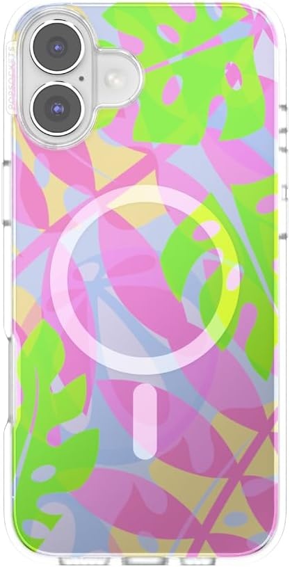 image:imagePopSockets iPhone 16 Pro Case Compatible with MagSafe Phone Case for iPhone 16 Pro Wireless Charging Compatible Case Only Black LaceBoca Palms Pink